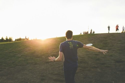 playing frisbee